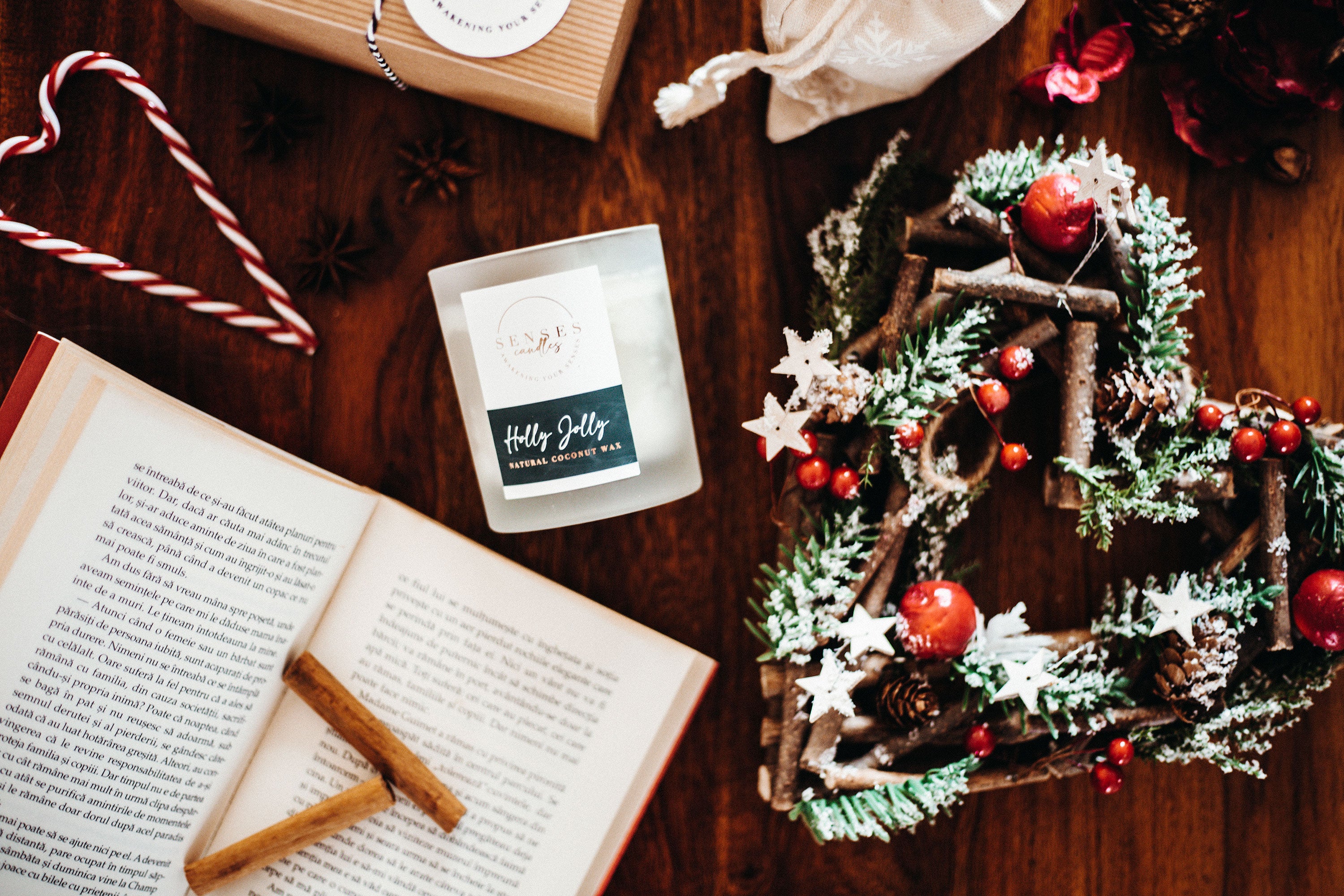 Cranberry Orange Candle - Christmas Wood Wick Candle, Holly Jolly