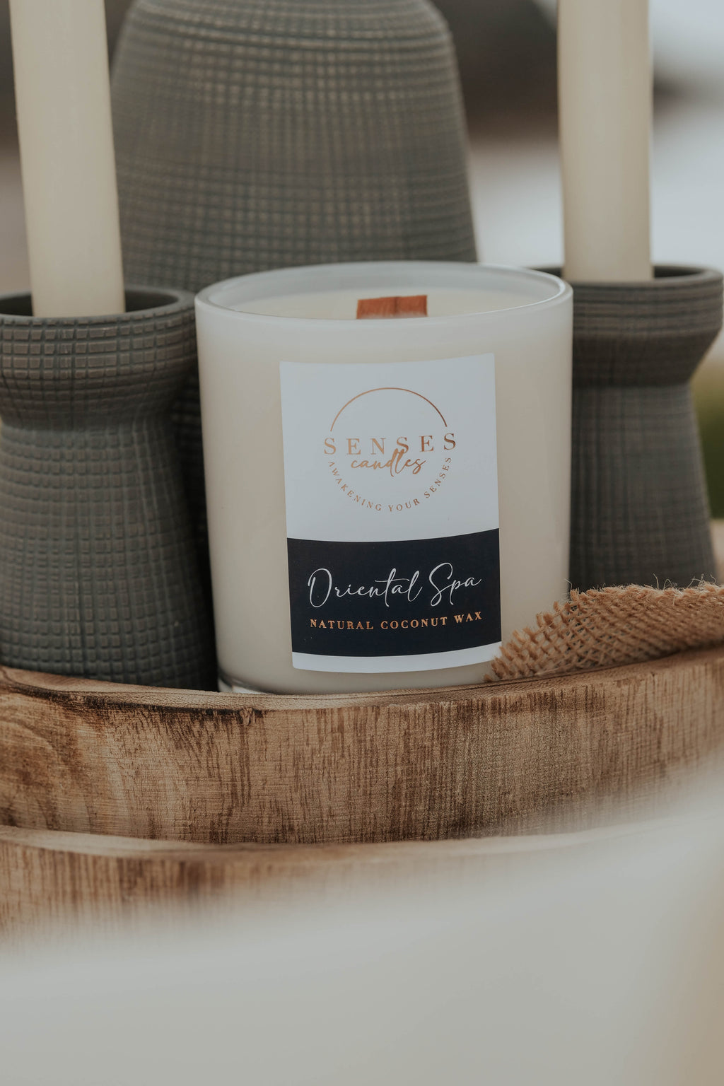 Oriental Spa, Luxury Candle Made of Natural Wax, Wood Wick, Lavender