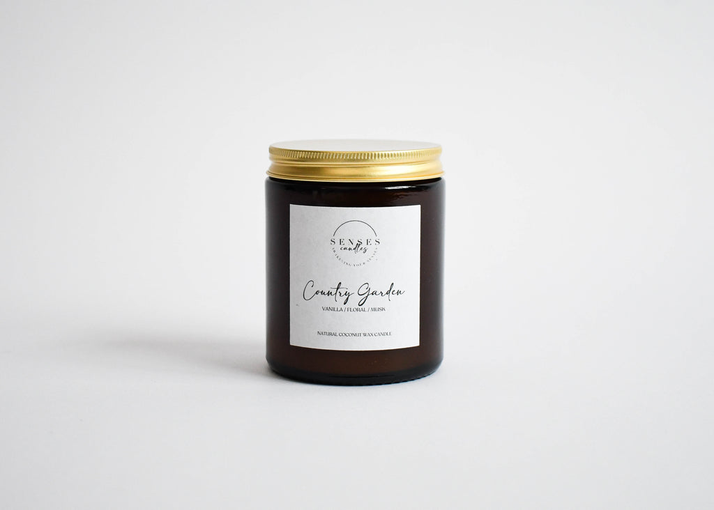Warm Vanilla Candle - Country Garden, Natural Coconut Wax Candle